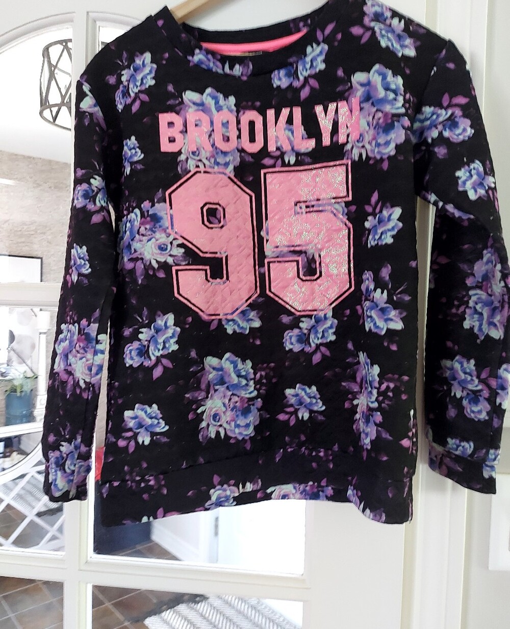 Brooklyn 95 Floral Girls' Long Sleeve Top - Black & Pink